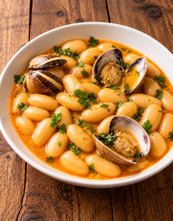 Asturian beans with clams, a traditional Asturian recipe