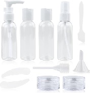 Kit de viaje con contenedores recargables