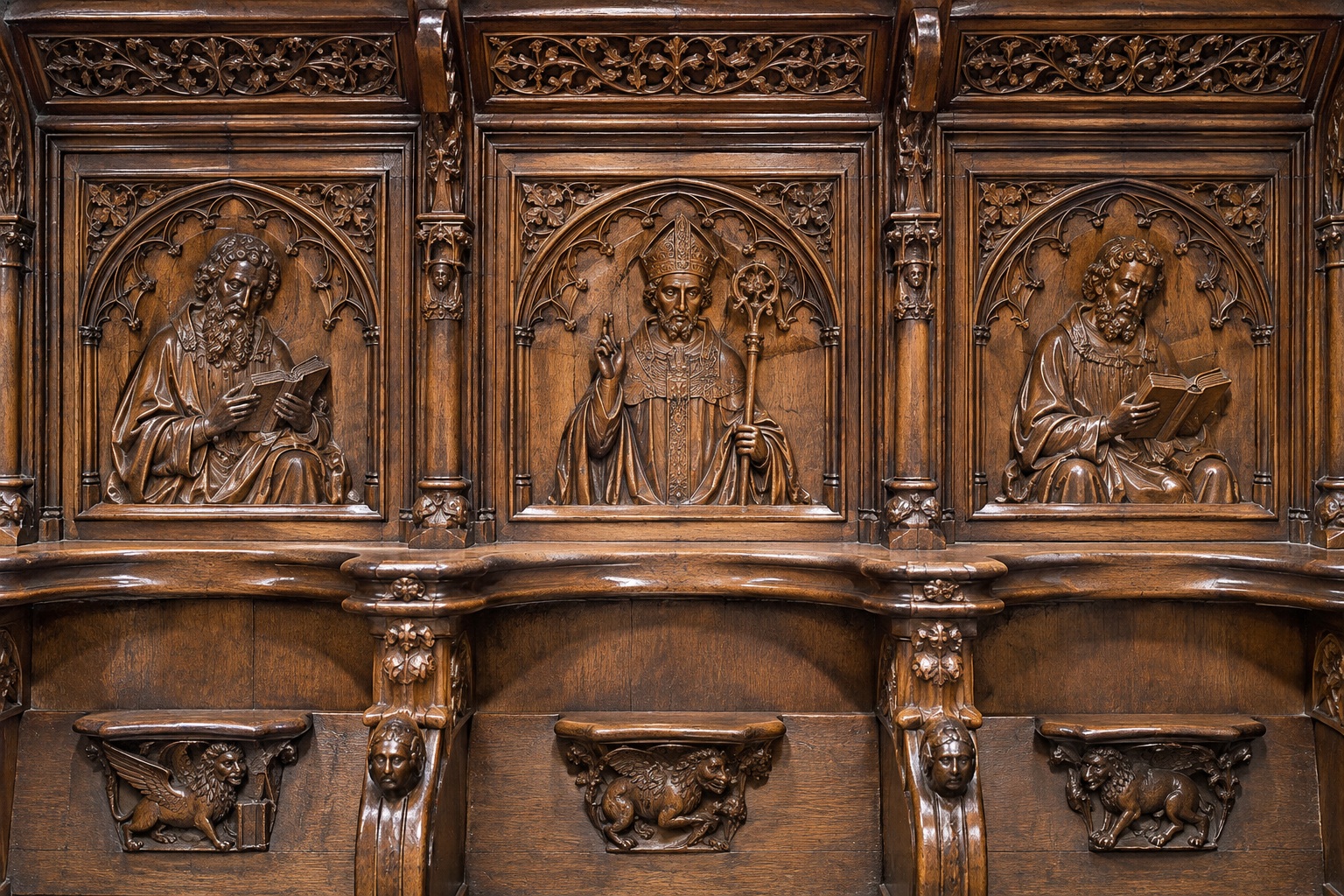 Detail of the surviving choir stalls from Oviedo Cathedral
