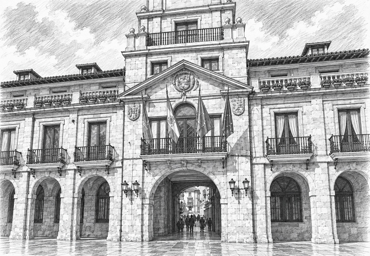 Casa Consistorial y Ayuntamiento de Oviedo en la plaza de la Constitución