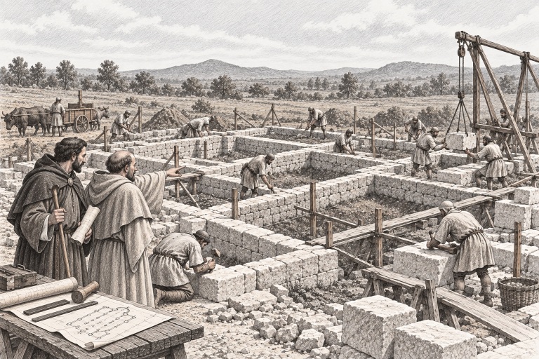Recreación de los monjes Máximo y Fromestano